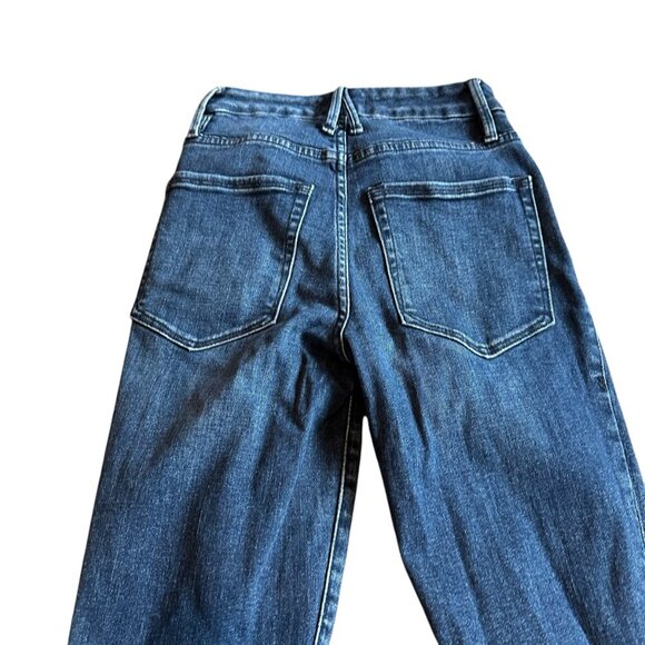 Good American Good Legs Skinny Jeans Frayed Hem Dark Blue Stretch Size 00 24 - Picture 7 of 11